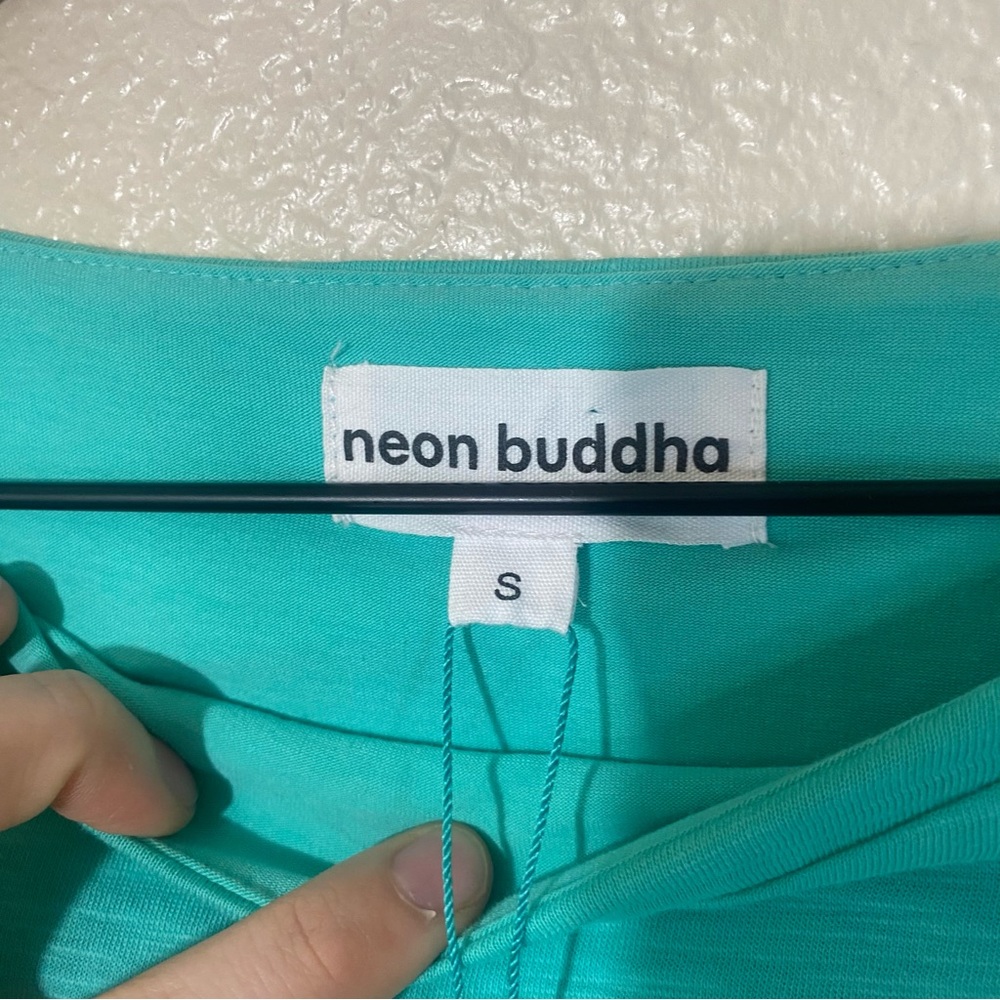 Neon Buddha On Deck Teal Dress Size Small NWT Stretch Jersey Draped Panels - Picture 6 of 10